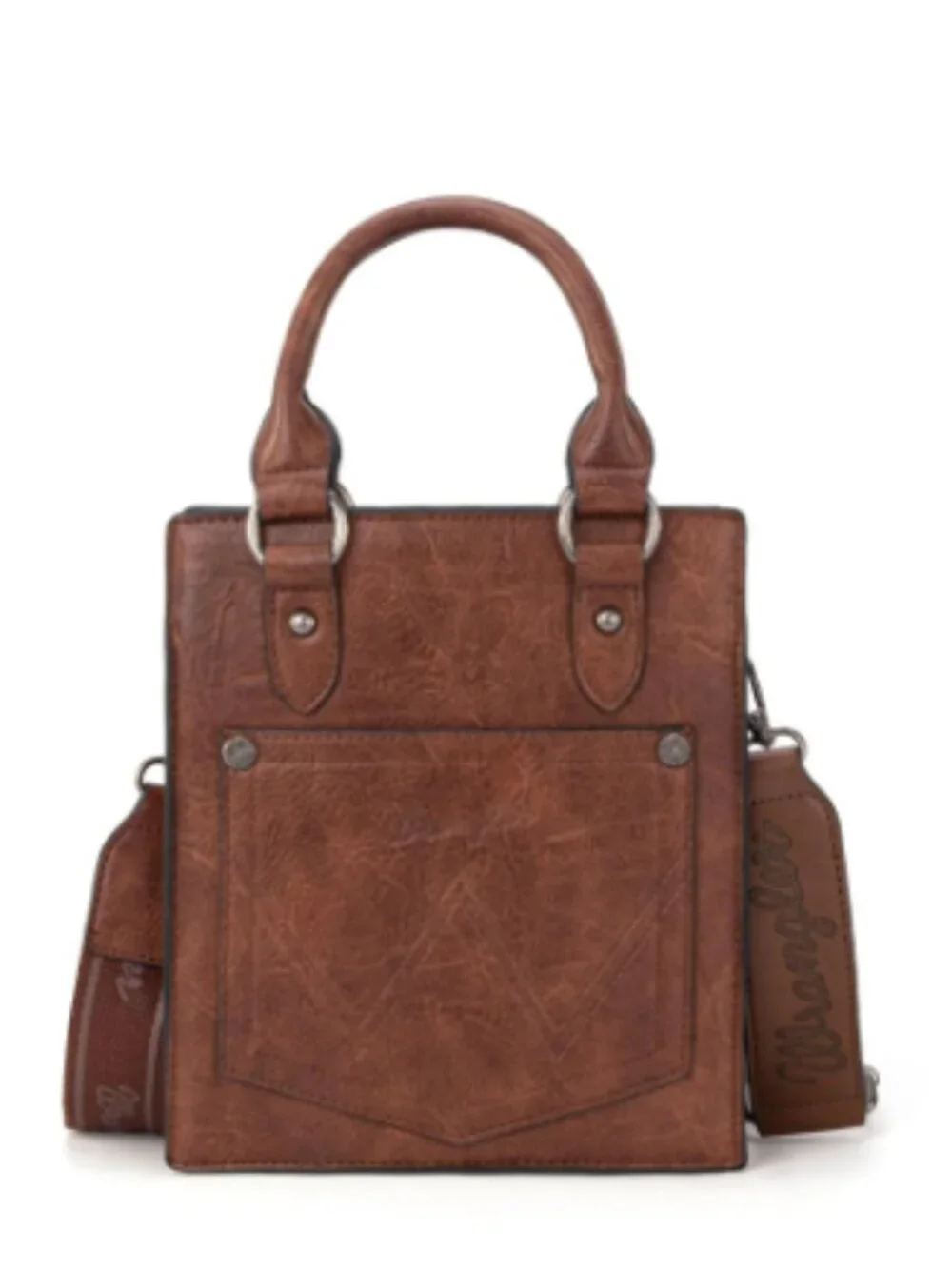 Wrangler Brown Tooled Western Crossbody Tote Bag